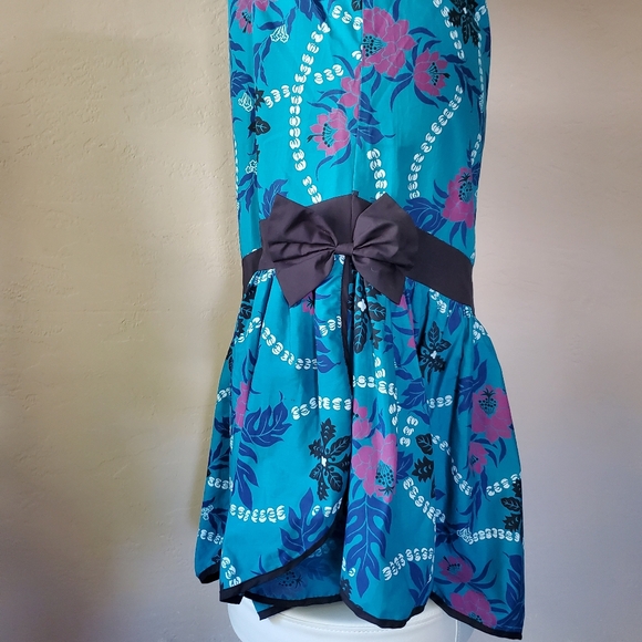 Ladies Vintage Blue Hawaiian muumuu Maxi dress medium - Picture 4 of 10